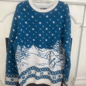ASOS Ski Nordic  Sweater Size Large Men’s Pullover Blue White EUC